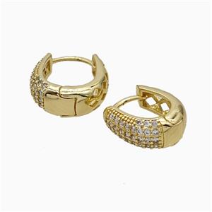 Copper Hoop Earrings Micropave Zirconia Gold Plated, approx 11-12mm
