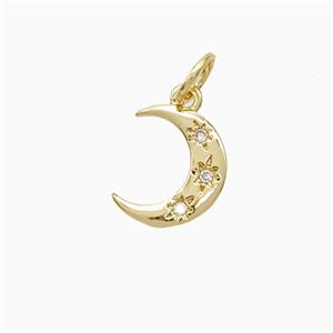 Copper Moon Pendant Pave Zirconia 18K Gold Plated, approx 6-8mm