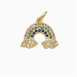 Copper Rainbow Pendant Pave Multicolor Zirconia 18K Gold Plated, approx 10-14mm