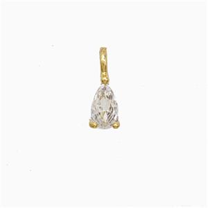 Copper Teardrop Pendant Pave Zirconia Gold Plated, approx 3-6mm