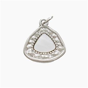 Copper Triangle Pendant Pave Shell Platinum Plated, approx 15mm
