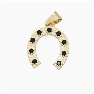 Copper Horseshoe Pendant Pave Zirconia Gold Plated, approx 15mm
