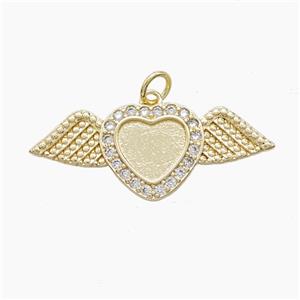Copper Heart Angel Wings Pave Zirconia Gold Plated, approx 13-32mm