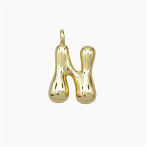 Copper Letter-N Pendant Gold Plated, approx 10-12mm