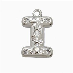 Copper Pendant Pave Zircon, Platinum Plated, approx 15-18mm