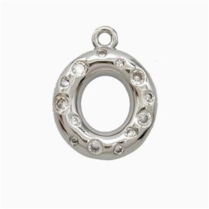 Copper Pendant Pave Zircon, Platinum Plated, approx 15-18mm