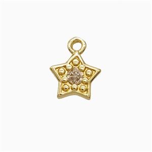 Copper Pendant Pave Zircon, Gold Plated, approx 6mm