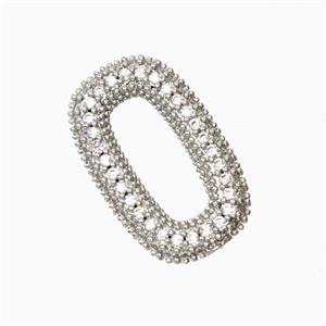 Copper Oval Connector Pave Zirconia Platinum Plated, approx 12-19mm