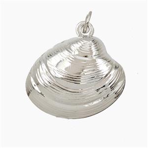 Copper Scallop Shell Pendant Platinum Plated, approx 15-19mm