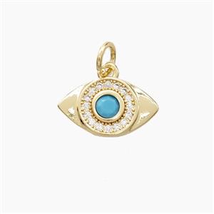 Copper Eye Pendant Pave Zirconia Gold Plated, approx 9-14.5mm