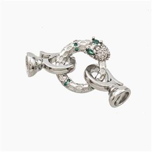 Copper Snake Clasp Pave Zirconia Platinum Plated, approx 15-30mm