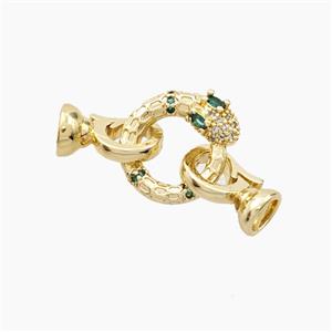 Copper Snake Clasp Pave Zirconia Gold Plated, approx 15-30mm