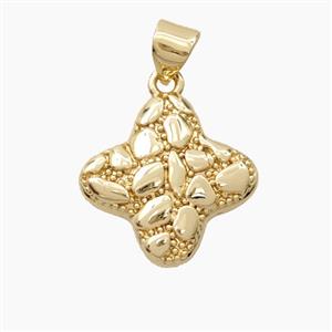Bohemia Style Copper Clover Pendant Gold Plated, approx 17mm