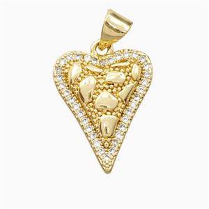 Bohemia Style Copper Heart Pendant Pave Zirconia Gold Plated, approx 15-19mm