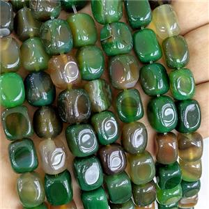GreenRed Agate Cuboid Beads Dye, approx 9-12mm