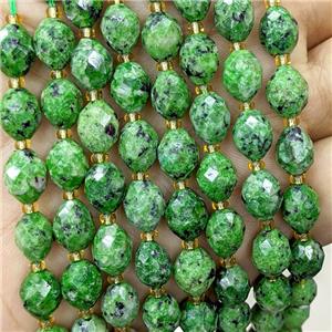 Green Dye Jade Beads Faceted Rice, approx 8-10mm