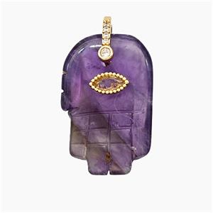 Natural Amethyst Pendant Buddha-Hand Purple, approx 17-27mm