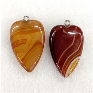 Natural Stripe Agate Heart Pendant Red Dye, approx 25-40mm