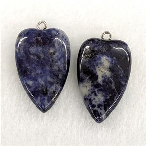 Natural Blue Sodalite Heart Pendant, approx 25-40mm