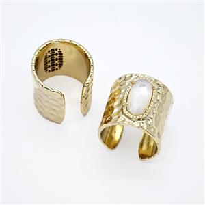 Gemstone Ring, Gold Plated, approx 9-16mm, 19.5mm, 18mm dia