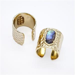 Gemstone Ring, Gold Plated, approx 9-16mm, 19.5mm, 18mm dia