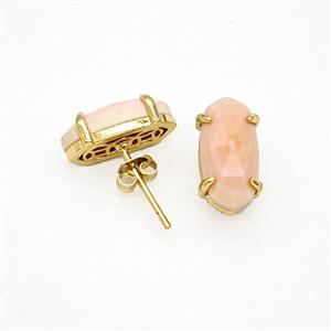 Gemstone Earring Studs, Gold Plated, approx 7-14mm