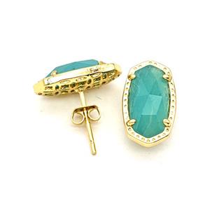 Gemstone Earring Studs, Gold Plated, approx 9-16mm