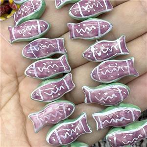 Porcelain Fish Beads Lilac, approx 11-24mm