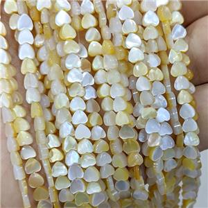 Yellow MOP Shell Heart Beads, approx 4.5mm