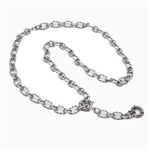 Raw Stainless Steel Necklace Chain, approx 7.5-11mm, 55cm length