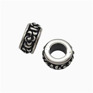 Stainless Steel Heishi Beads Large Hole Antique Silver, approx 10mm