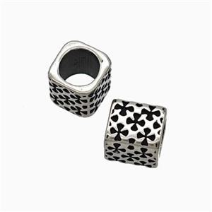 Stainless Steel Cube Beads Large Hole Antique Silver, approx 8mm, 5mm hole