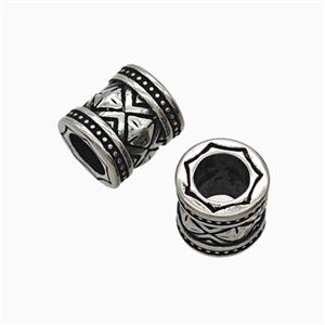 Stainless Steel Tube Beads Large Hole Antique Silver, approx 9-10mm, 5mm hole