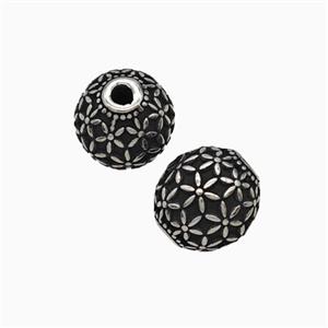 Stainless Steel Round Beads Antique Silver, approx 9-10mm