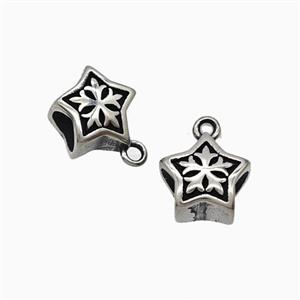 Stainless Steel Star Bail Large Hole Antique Silver, approx 12mm, 5mm hole