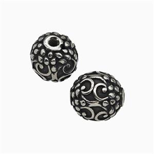Stainless Steel Round Beads Antique Silver, approx 10-11mm