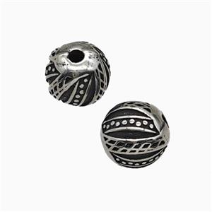 Stainless Steel Round Beads Antique Silver, approx 10mm