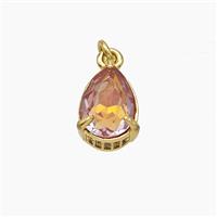 Orange Gray Cubic Zirconia Pendant Copper Teardrop Gold Plated, approx 8-11mm