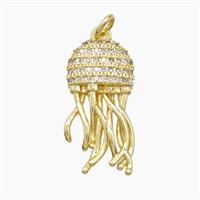 Copper Jellyfish Pendant Pave Zirconia Gold Plated, approx 11-23mm