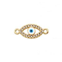 Copper Eye Connector Pave Zirconia 18K Gold Plated, approx 7-12mm