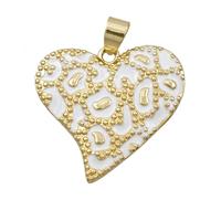 Copper Heart Pendant White Enamel Bohemia Style Gold Plated, approx 27mm