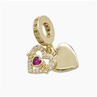 Copper Heart MOM Pendant Pave Zirconia Gold Plated, approx 10mm, 10mm dia