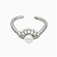 Copper Rings Pave Resin Platinum Plated, approx 8-11mm, 18mm dia