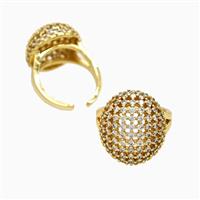 Copper Rings Pave Zirconia Hollow 18K Gold Plated, approx 18-21mm, 18mm dia