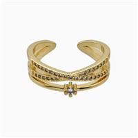 Copper Rings Pave Zirconia 18K Gold Plated, approx 7mm, 18mm dia