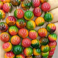 Agate Round Beads Smooth Dye Multicolor, approx 14mm