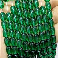 Green Crystal Glass Barrel Beads, approx 6-9mm