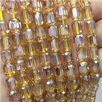 Champagne Crystal Glass Barrel Beads Faceted Electroplated, approx 10-11mm, 38pcs per st