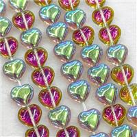 Red Crystal Glass Heart Beads Electroplated, approx 10mm, 41pcs per st