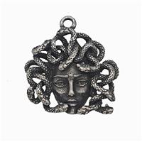 Medusa Snake Charms 304 Stainless Steel Pendant Antique Silver, approx 25-28mm